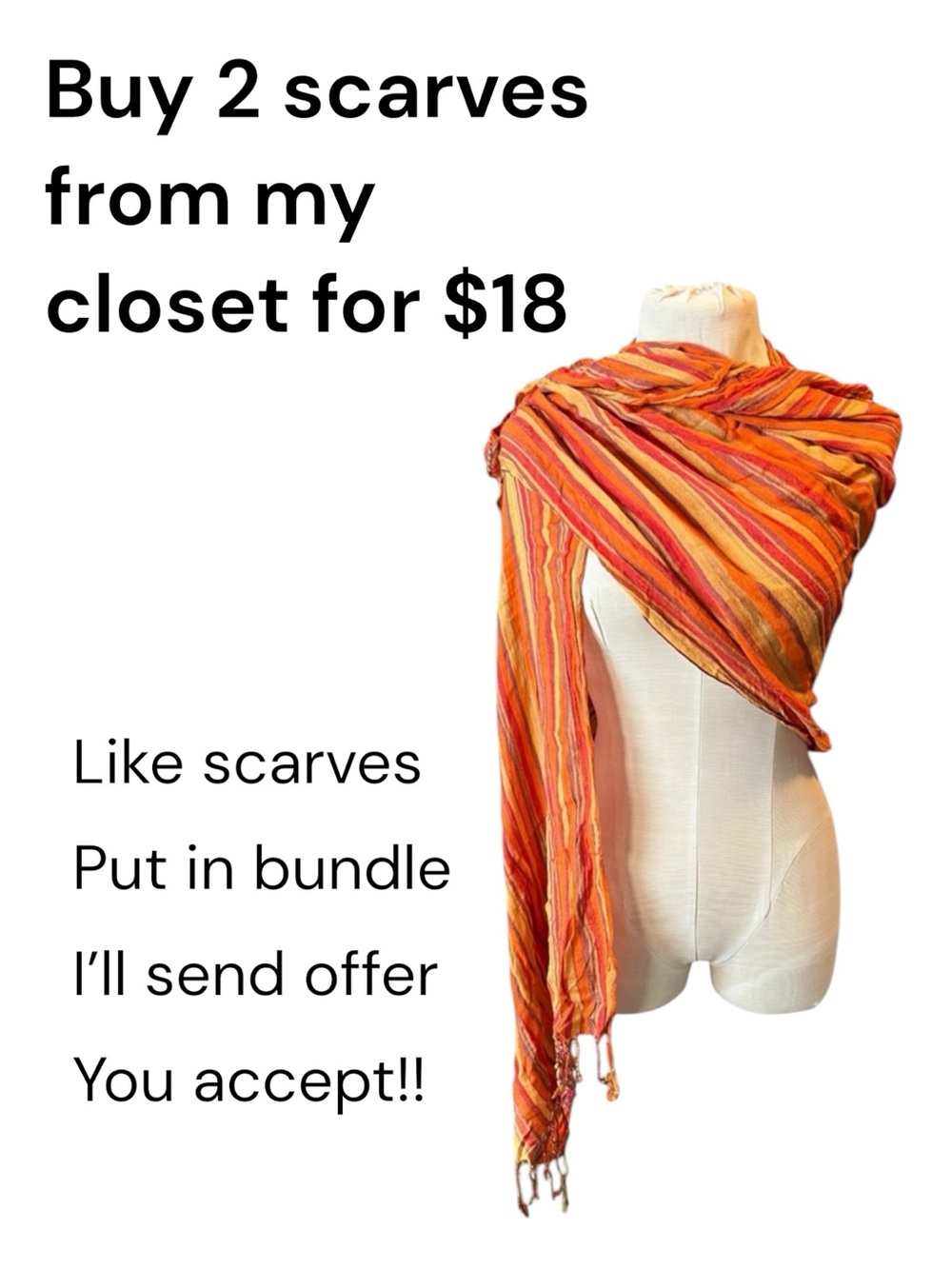 Versatile Orange Striped Women’s Scarf Wrap